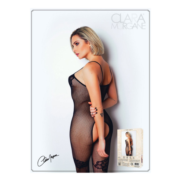 Bodystocking résille noire avec fine bretelles - Le Numéro 6 - Collection Bodystocking 